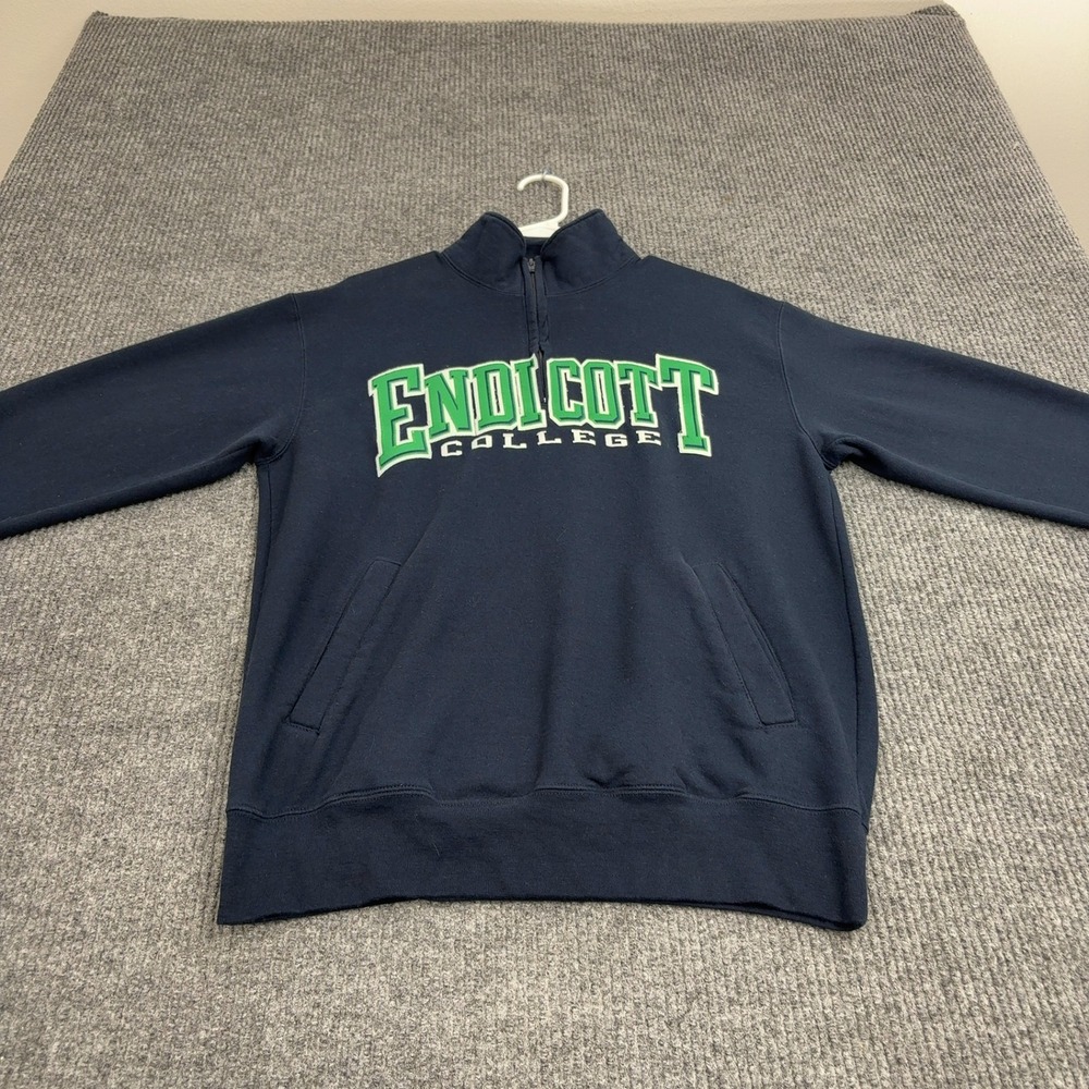 Endicott College Champion Quarter Zip Mens M‎ Navy Fleece Quarter Zip Collegiate